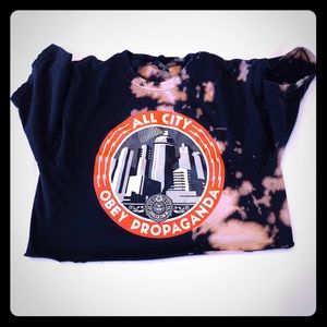 Black Obey destroyed crop top.